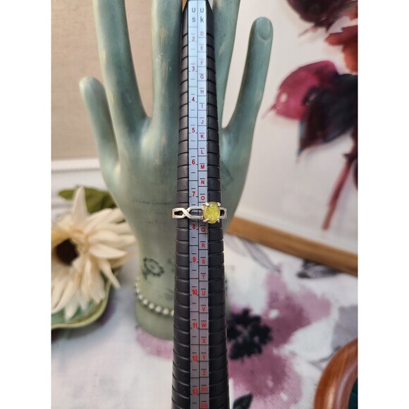 925 Sterling Silver Yellow Lab Opal Ring | Size 7.5 Fire Gem Statement Jewelry - Picture 3 of 5